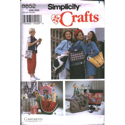Simplicity 8852 Sewing Pattern Handbags Backpack Tote Lunch Bag Randy Allen 90s