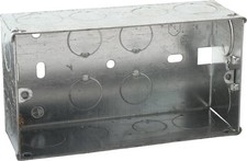 2 Gang 47mm Single Flush Recessed Galvanised Metal Back Box for Home & Business