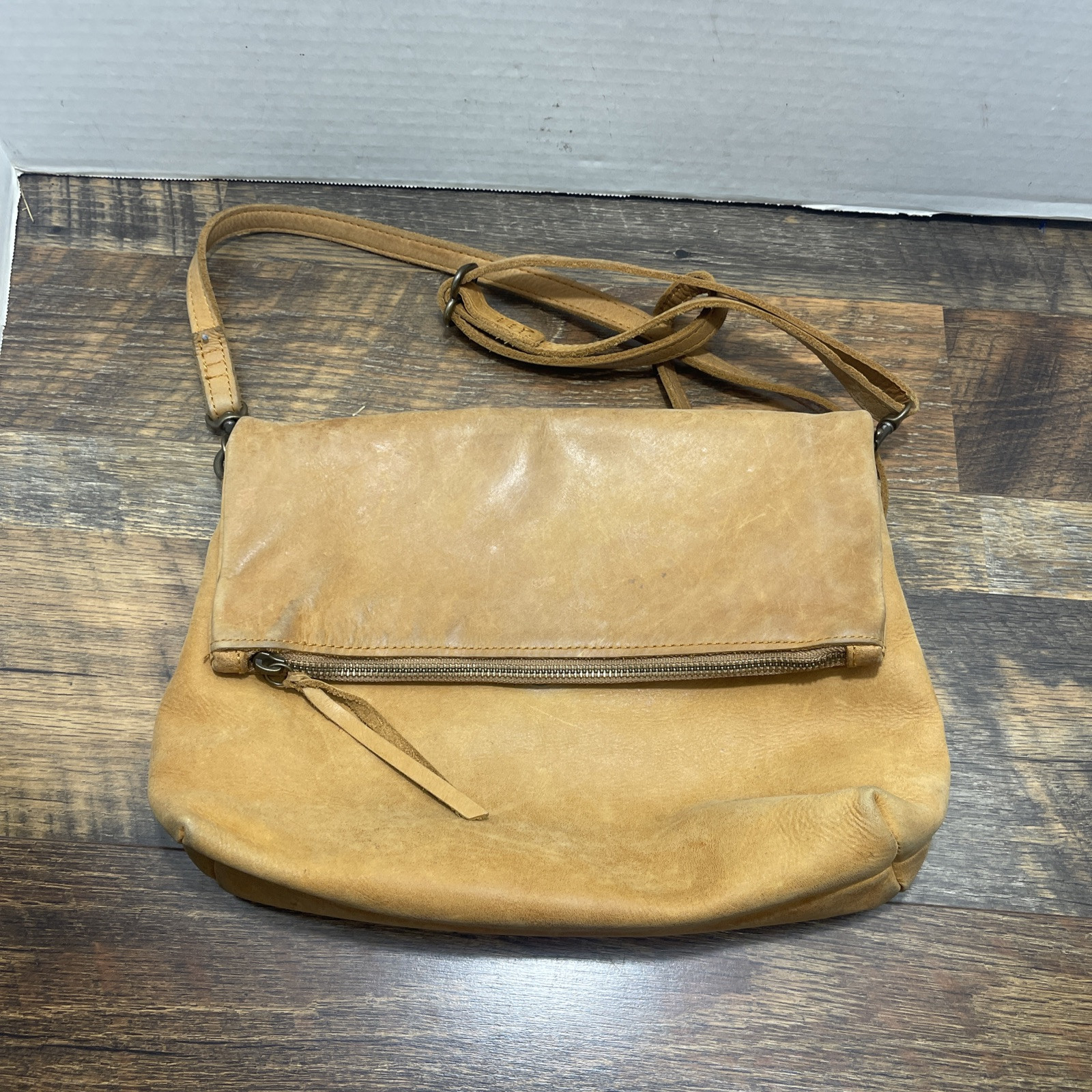 ABLE Emnet Foldover Crossbody Bag Brown Leather Handcrafted