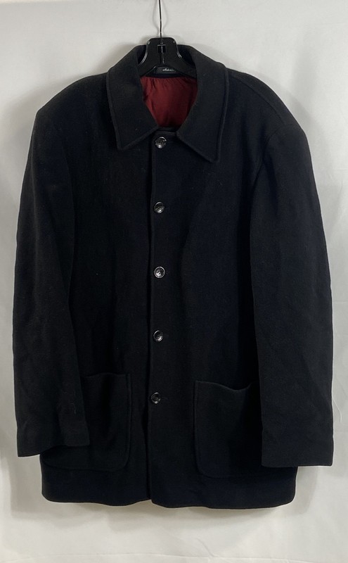 Vintage 90s Yves Saint Laurent Men's Black Wool Cashmere Overcoat Jacket Sz 44