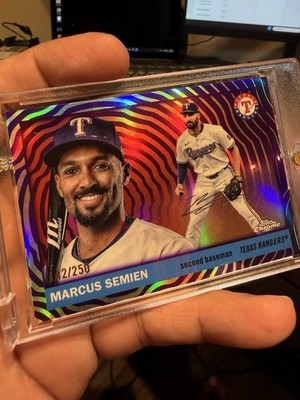 2025 Topps Chrome Platinum Marcus Semien Purple Vibrations  /250 Rangers