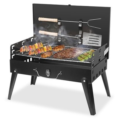 NewHome Portable Charcoal Grill Foldable BBQ Suitcase Outdoor Camping Grilling