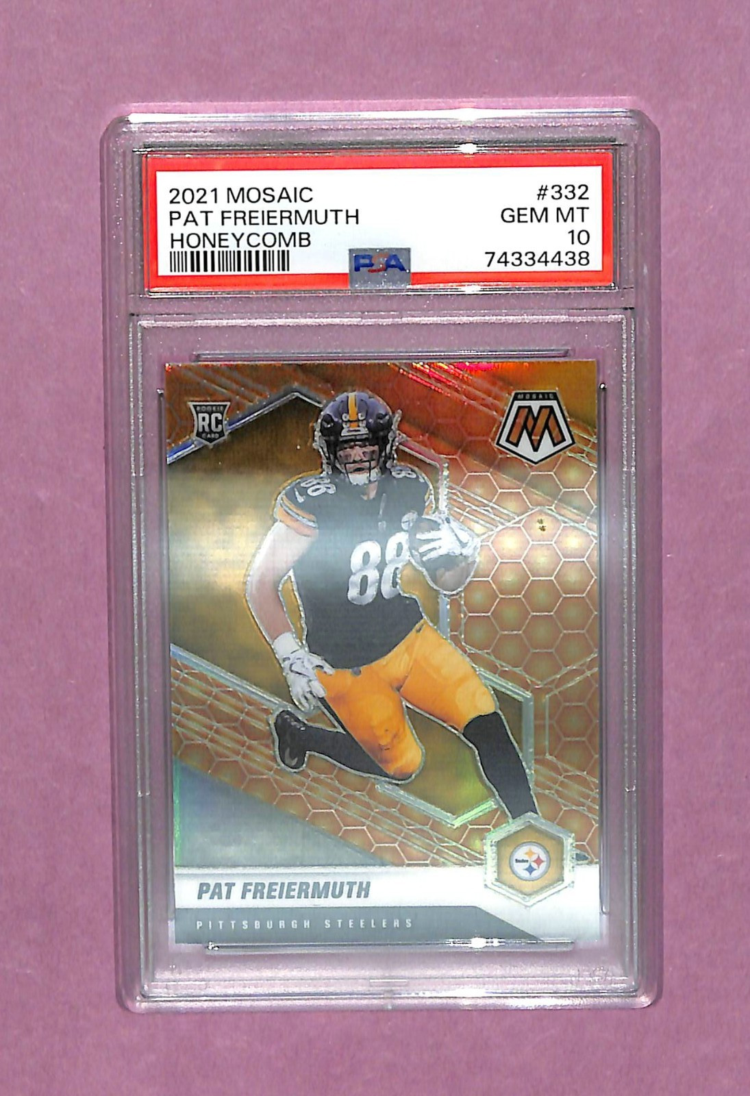 2021 Mosaic Pat Freiermuth #332 Honeycomb Prizm Rookie Card RC PSA 10