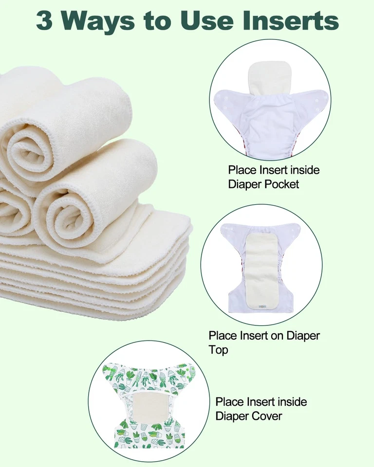 Cloth Diaper Inserts 12pcs,4 Layers Rayon from Bamboo Inserts for Cloth Diape... - Image 4 of 4