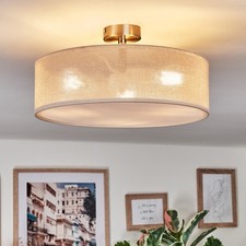 Deckenleuchte Deckenlampe Boho-Stil, modern, Materialmix, Natur/Weiß, E27