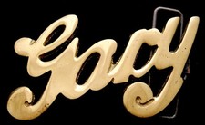 LK22118 NOS VINTAGE 1970s/80s CUT-OUT SCRIPT NAME  GARY  SOLID BRASS BUCKLE