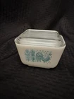 Pyrex Amish Butter Print With Lid Dish Vintage USA 501 B Turquoise 1 1/2 Cup