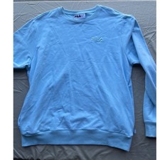 Sporty Mens Fila Crewneck Sweatshirt Large Light Blue
