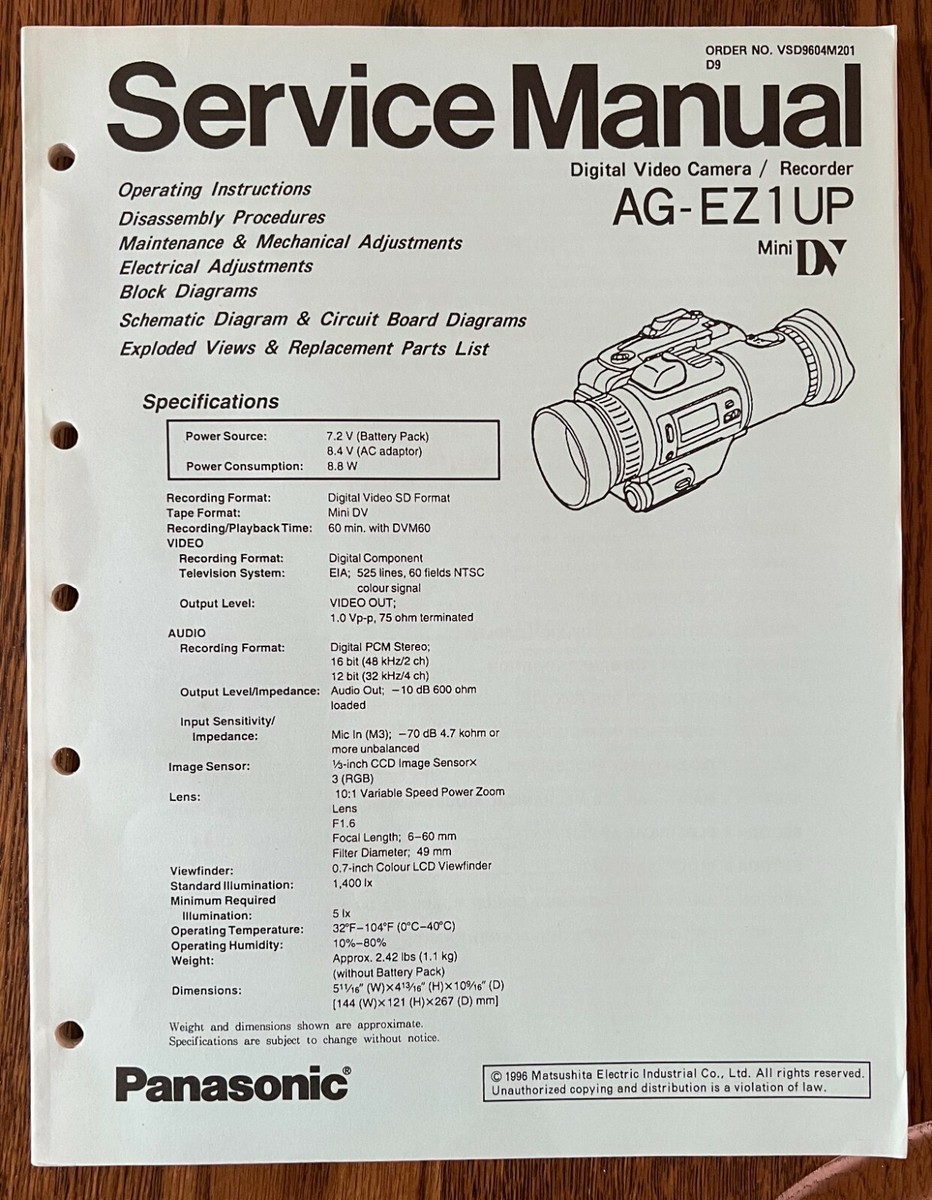 Panasonic vintage AG-EZ1 Digital Video Camera ORIGINAL Factory