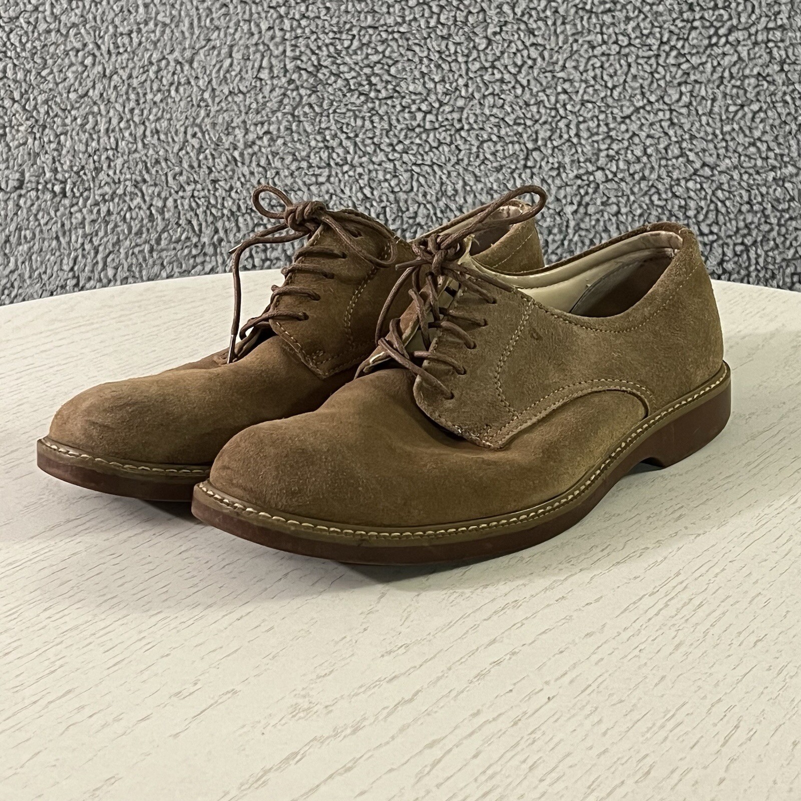 SAOLA Scarpe Basso Uomo 10.5 D Marrone Scamosciato Pasadena Derby Oxford Suola Gomma Walk Over