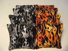 FLAMES HARLEY 8 CORNHOLE BEAN BAGS TAILGATE TOSS GAME BAGGO REGULATION