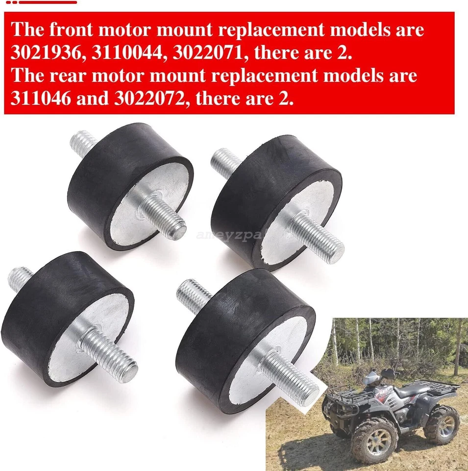 4pcs Engine Rubber Motor Isolator Mount Kit Front&Rear for Polaris Sportsman 335 - Image 3 of 4