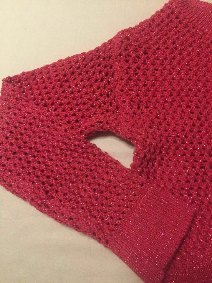 Girls Xhilaration Pink Sparkle Open Knit Sweater Long Sleeve Size XS 4/5 GUC B30 - Image 4 of 4