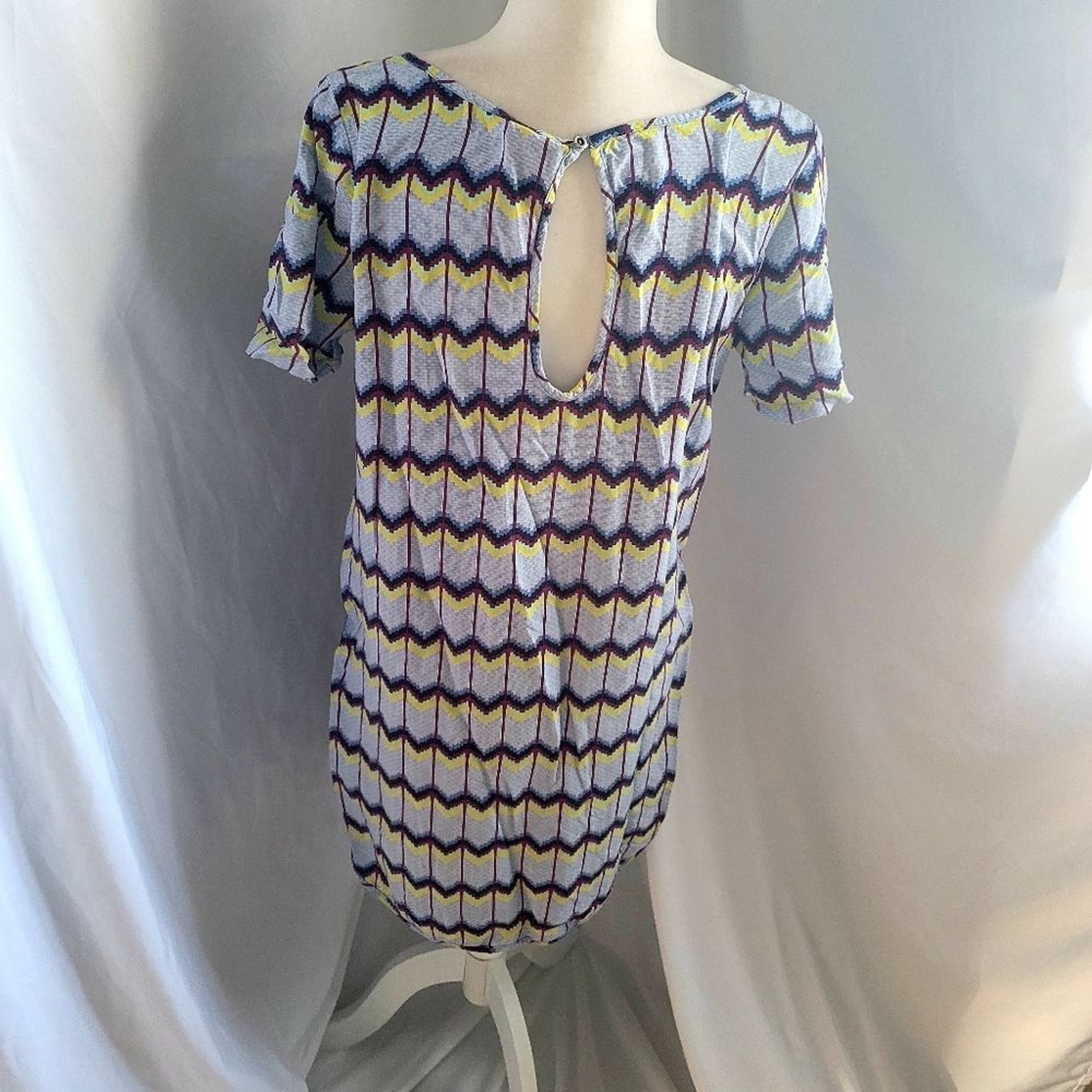 FILA Abito camicia manica corta Roxy Retro Row stampa righe Chevron collo medio scoop