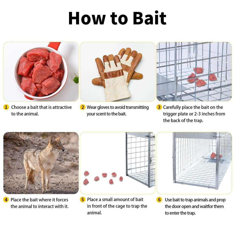 57" Large Humane Live Animal Trap,Collapsible Large Animal Catcher Cage