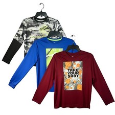 Athletic Works Youth Boy's Long Sleeves Graphic Pullover 14-16 Moisture Wicking