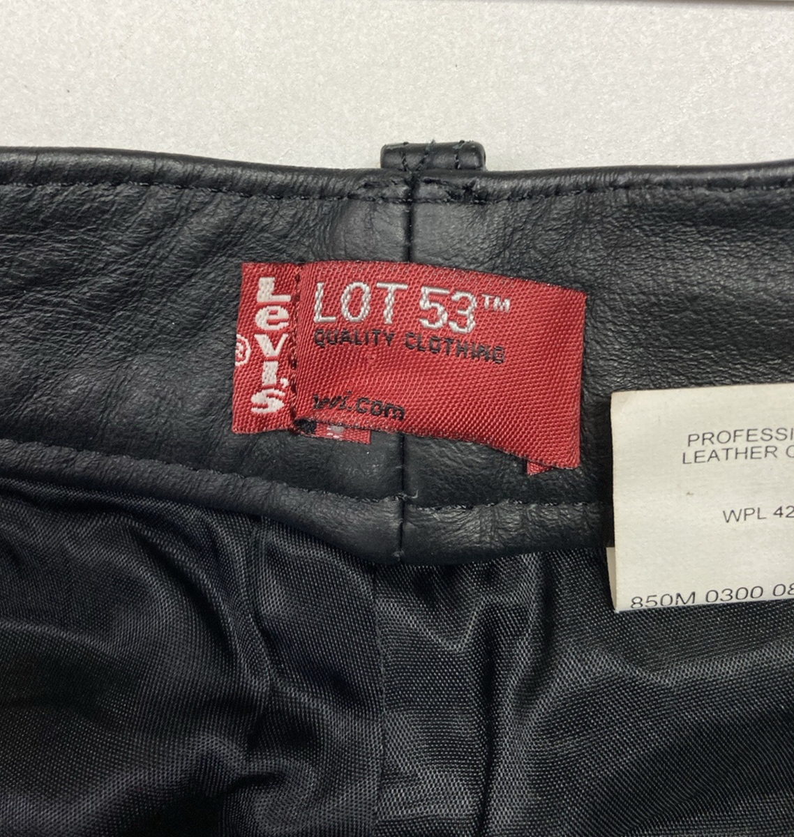 VINTAGE Levi's Lot 53 Leather Pants Men Size 34 x 32 Black Tag