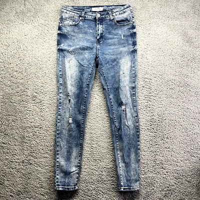 Bamboo Denim Collection Jeans Size 13 Distressed Stretch Skinny Medium Wash
