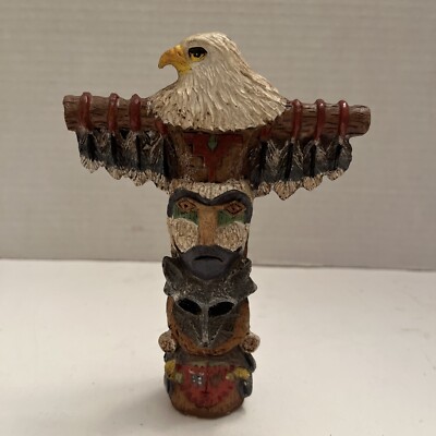 Eagle Totem Pole Resin Tourist Item 6 In Tall