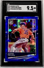 2020 Donruss Optic #157 Justin Verlander BLUE CRACKED ICE PRIZM (7/7) SGC 9.5