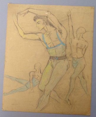 Signed Richard Welling Drawing Art Ballet Dancers Anatomy Illustration Performer