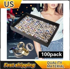 100x Wholesale Mixed Rings Bulk Finger Band Ring Lot Men/Women Jewelry Fashions
