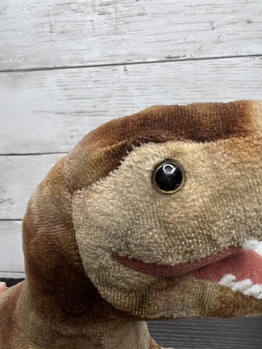 Jurassic World T-Rex Dinosaur Plush Toy Factory Brown With Jurassic World Logo - Picture 12 of 13