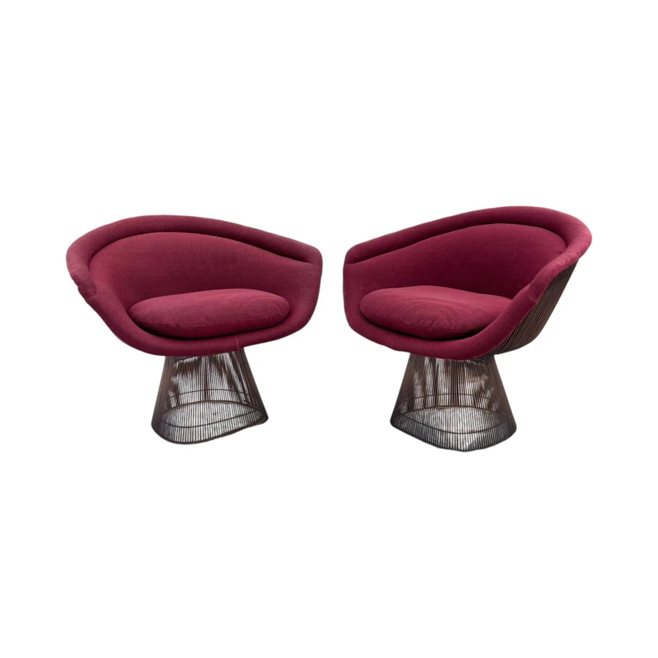 Par de aprox. Warren Platner años 60 para sillones Knoll en alambre de cobre raro Foto 3 de 4