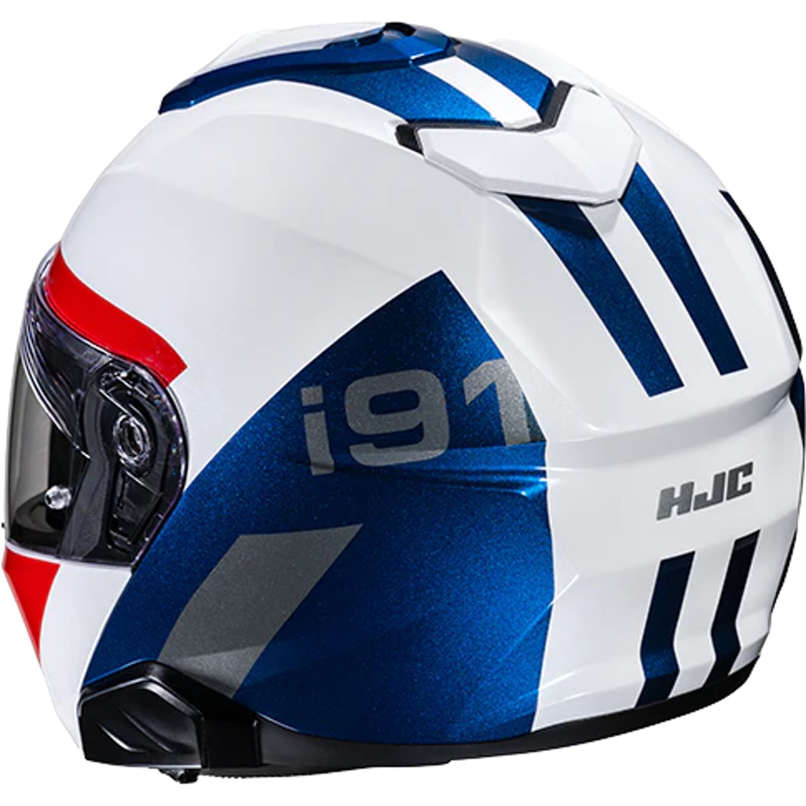 HJC Motorcycle Helmet XL i91 Bina Flip up Helmet Weißblaurot