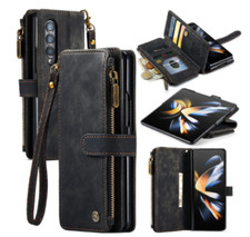 Men/Women Zipper Leather Magnetic Card Slot Flip Wallet Phone Case With Wristlet