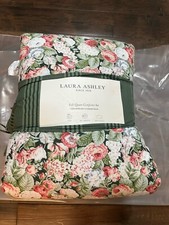 New Laura Ashley Sweet Memories Red/Evergreen Full/Queen Comforter  Shams Set