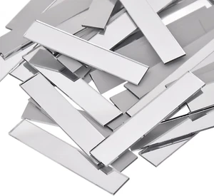 150PCS Real Glass Silver Mirrors Mosaic Tiles 2/5" X 2" Mini Mosaic Mirror for D - Picture 1 of 6
