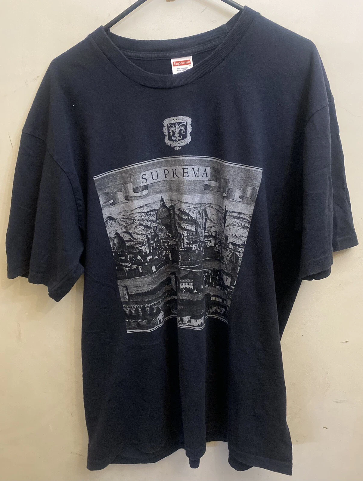 T shirt Supreme Fiorenza Suprema   XL taille bleu foncé SS18 100 % authentique