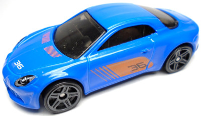 2019 HOT WHEELS ALPINE A110 CUP #36 BLUE 1:64 DIECAST 2 5/8'' RACE CAR W/ ORANGE
