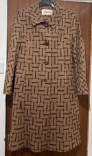 True Vintage Sanyo Brown Retro Wool Knee Length Buttoned Dress Coat Large 12-14