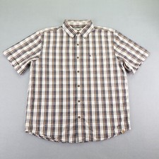 Carhartt Shirt Mens XL Brown Beige Plaid Relaxed Fit Button Up Utility Work