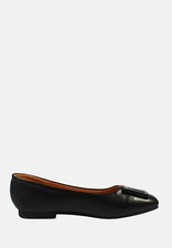 Women Buckle Ballet Flats Low Shoes Loafers Eco Leather Black Beige Lightweight