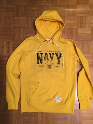 CHAMPION HERREN HOODIE US NAVY ACADEMY BAUMWOLLE GELB GRÖSSE S