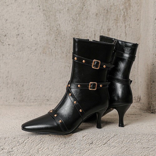 Nuevo Botines Británicos Remachazados Punta Punta Caballero Botas Hebilla Tacones Altos Botas - Imagen 14 de 23