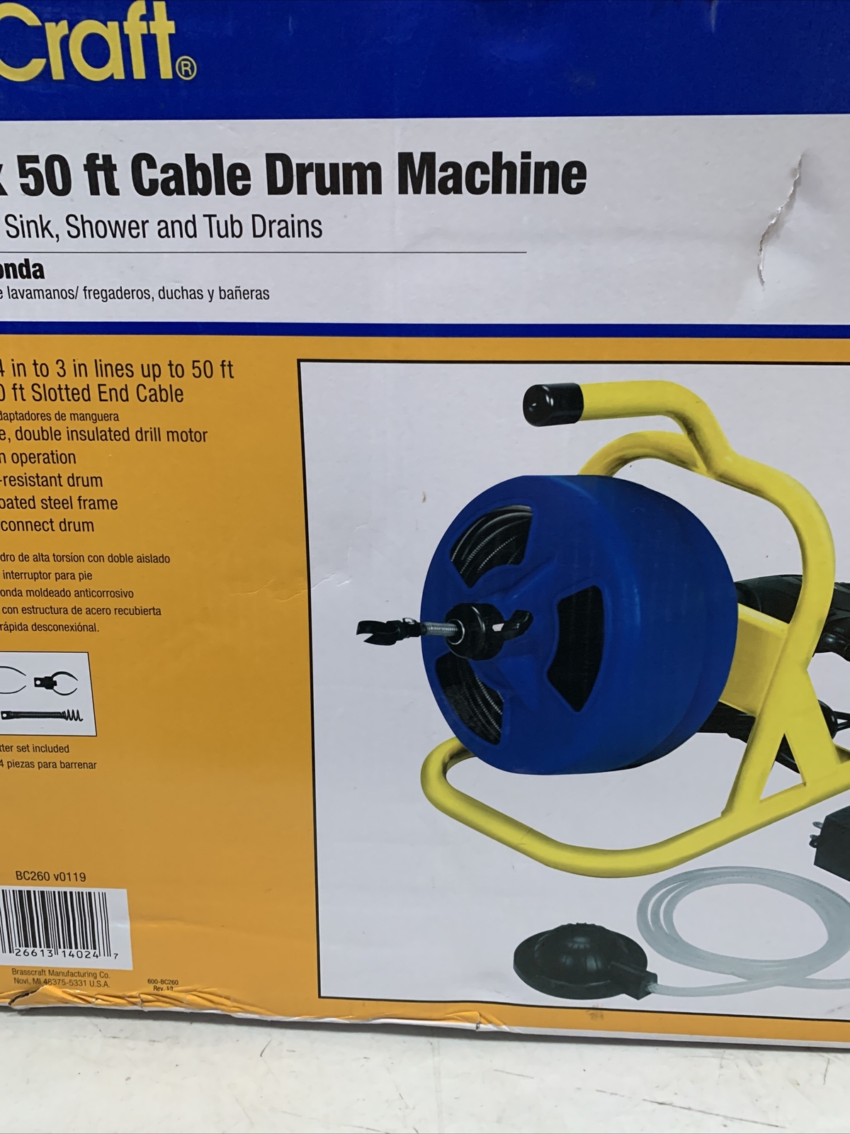 BrassCraft BC260. 5/16 in. x 50 ft. Cable Drum Machine. 26613140247 eBay