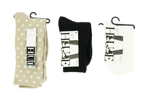 Lot of 3 HUE sock white, black, chinos dot 144982