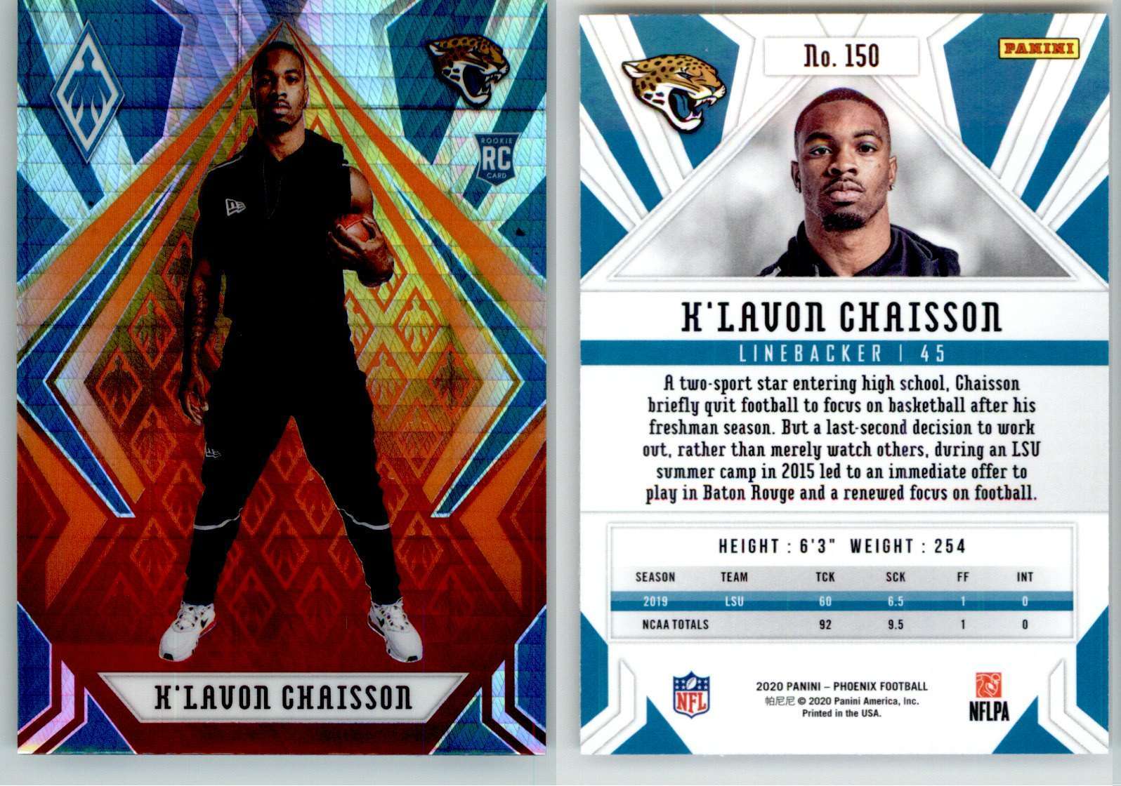 K’Lavon Chaisson 2020 Phoenix Fanatics Fire Burst #150 Jaguars RC Rookie