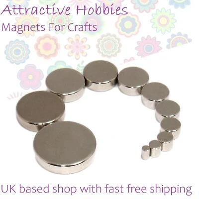 ATTRACTIVE HOBBIES Super Strong Magnets For Crafts ~ Neodymium Discs 2mm to 10mm DIY Reborn Models