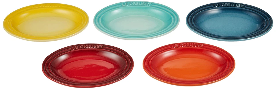 LE CREUSET Oval Mini Plate Multicolor Rainbow Stoneware Set of 5 11x15x11cm New - Image 2 of 4
