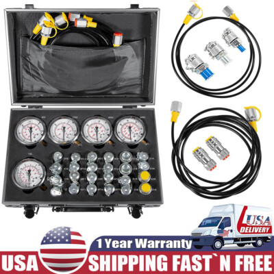 #ad #ad 60P Hydraulic Pressure Test Kit for Excavator with 5 Gauges 24 Couplings 3 Hose $328.99