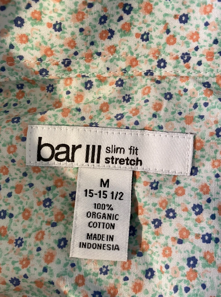 lot of 2 bar lll Men’s floral button up shirt size M Blue N2 - Изображение 4 из 4