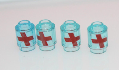 Lego Overwatch Health Pack of 4 New Brick, Round 1 x 1 Open Stud with Red Cross