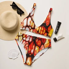 Fire and Lava Pattern, Recycled high-waisted bikini