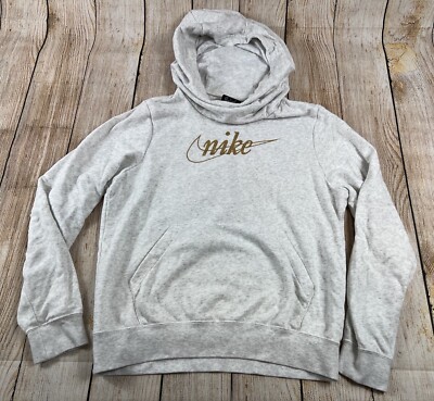 Nike Women's Funnel Neck Pullover Fleece Hoodie Size Small Gold