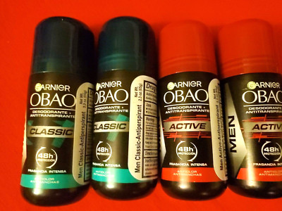 4 PACK GARNIER OBAO MEN CLASSIC & AUDAZ DEODORANT 2.3 OZ / 48 HOURS PROTECTION